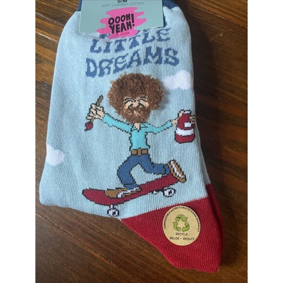 Bob Ross Crew Socks Size S/M Happy Little Dreams Tree Joy of Painting Cotton - Picture 5 of 11